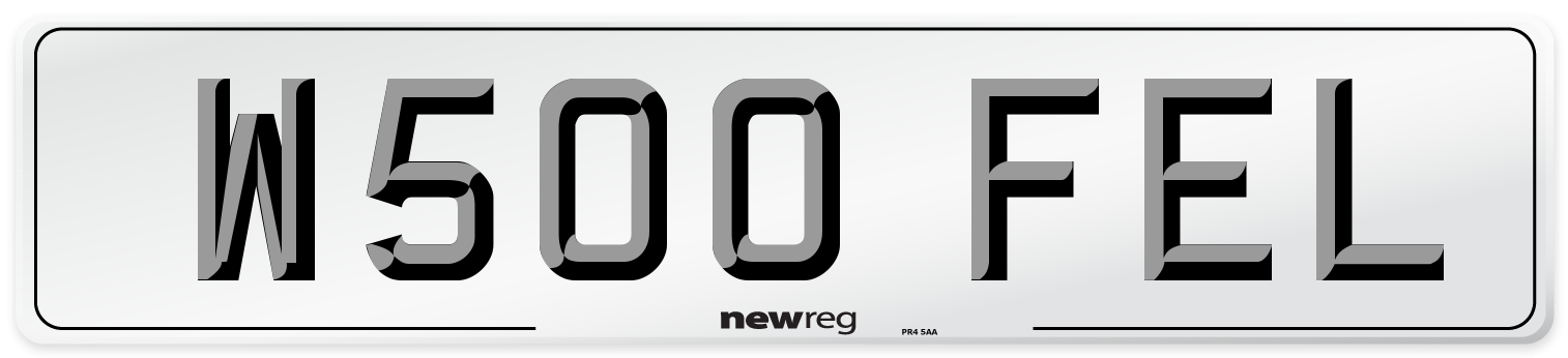 W500 FEL Number Plate from New Reg